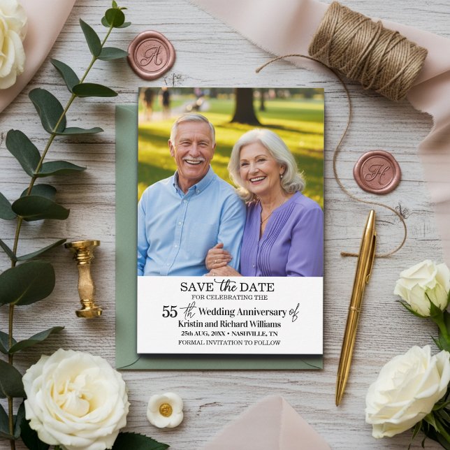 55th Wedding Anniversary Save the Date Photo Card (Creator Uploaded)