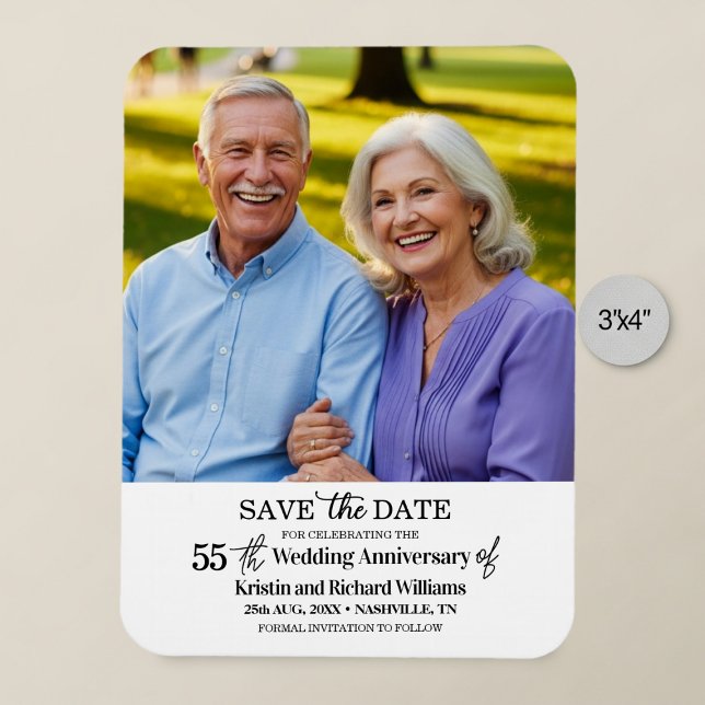 55th Wedding Anniversary Save the Date Photo Magnet (Creator Uploaded)