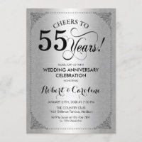 55th Wedding Anniversary - Silver Black Damask