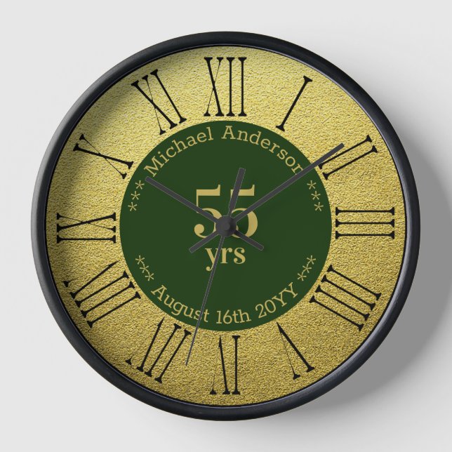 55yrs Retirement or Anniversary Personalised Round Clock (Front)