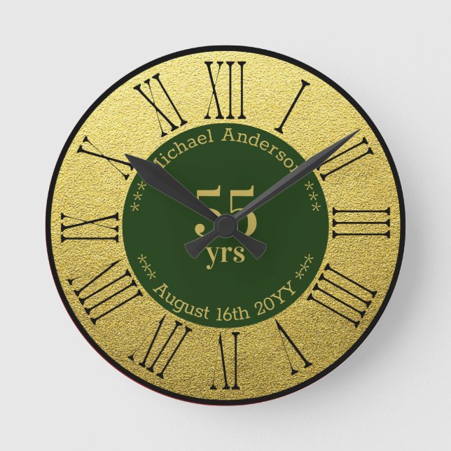 55yrs Retirement or Anniversary Personalized Round Clock (Front)