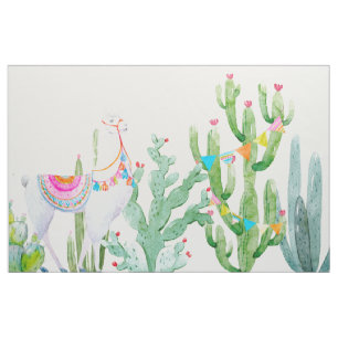 56" Inch Wide Cotton Fabric Boho Llama Bohemian Ca