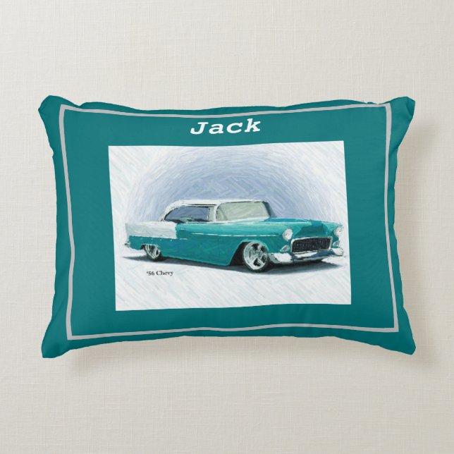 '56 Turquoise Chevy Personalised Decorative Cushion (Front)