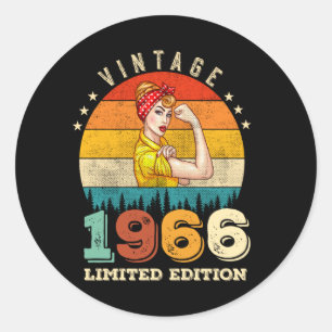 56 Year Old 1966 Vintage Women 56th Birthday Gift Classic Round Sticker