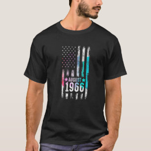 56 Year Old, August 1966 American Flag 56Th Birthd T-Shirt