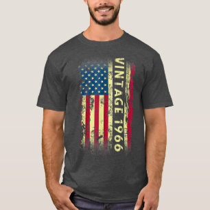 56 Year Old Gifts Vintage 1966 American Flag 56th  T-Shirt