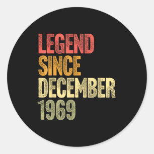 56 Year Old Legend Since December 1969 Retro 56th Classic Round Sticker