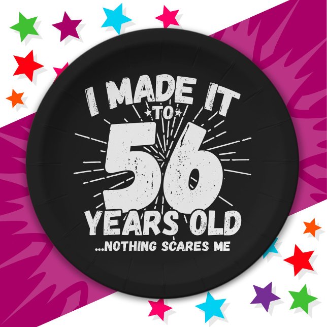 56 Year Old Sarcastic Meme Funny 56th Birthday Paper Plate (Creator Uploaded)