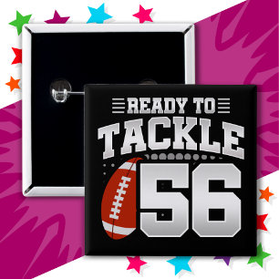 56 Year Old Tackle Football Party 56th Birthday 15 Cm Square Badge