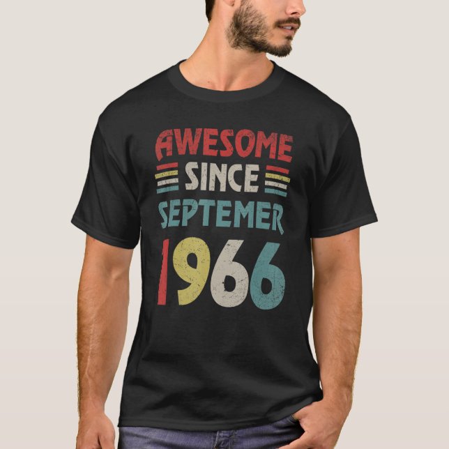 56 Years Old  Awesome Since September 1966 56th T-Shirt (Front)