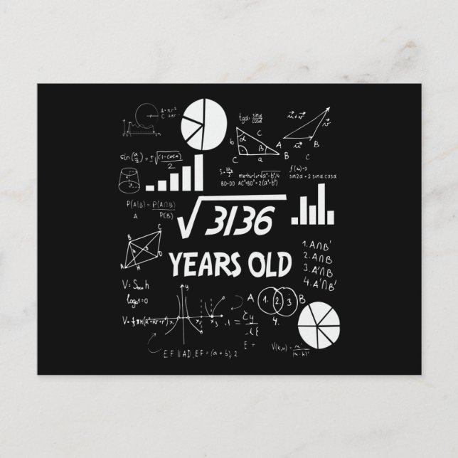 56 Years Old Bday Math Teacher 56th Birthday Gift Postcard (Front)