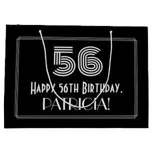 56th Birthday — Art Deco Inspired Look "56" & Na Large Gift Bag