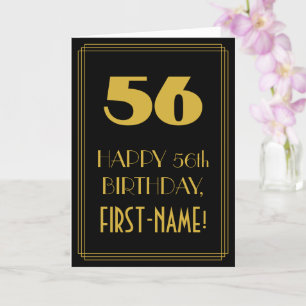 56th Birthday ~ Art Deco Inspired Look "56" & Name Card