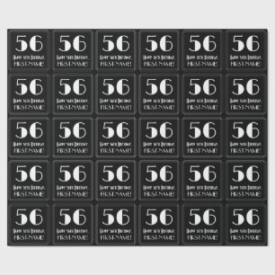 56th Birthday - Art Deco Inspired Look "56", Name Wrapping Paper