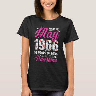 56th Birthday Awesome Since May 1966 Floral T-Shirt