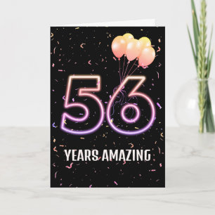 56th Birthday Balloons and Confetti Card