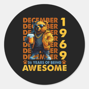 56th Birthday Bear Legends December 1969 56 Years  Classic Round Sticker