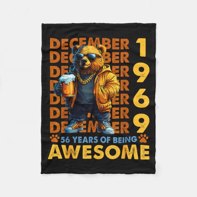 56th Birthday Bear Legends December 1969 56 Years  Fleece Blanket (Front)