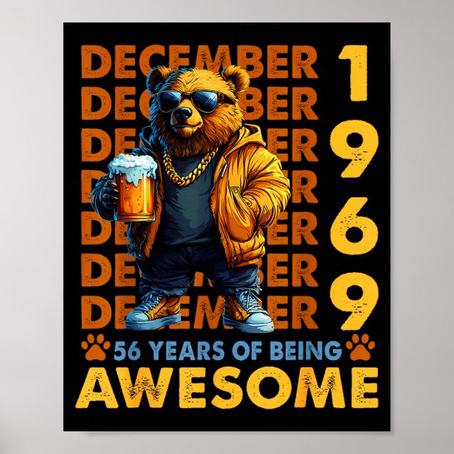 56th Birthday Bear Legends December 1969 56 Years  Poster (Front)