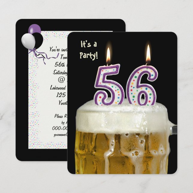 56th Birthday Beer Party Invitation (Front/Back)