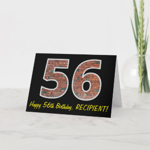 56th Birthday - Brick Wall Pattern "56" w/ Name Card