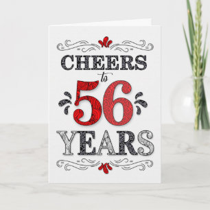56th Birthday Cheers in Red White Black Pattern Card