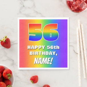 56th Birthday: Colourful, Fun Rainbow Pattern # 56 Napkin