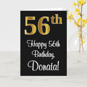 56th Birthday ~ Elegant Luxurious Faux Gold Look # Card