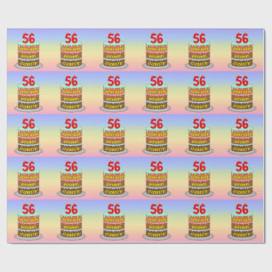 56th Birthday: Fun Cake and Candles + Custom Name Wrapping Paper