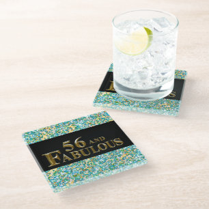 56th Birthday Glass Coaster