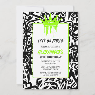 56th birthday invitation Hip hop Graffiti Crown