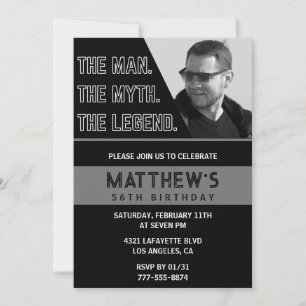 56th birthday invitations Black The Man The Legend