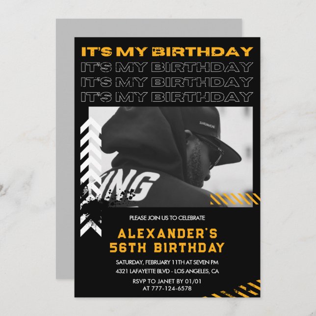 56th birthday invitations Men Photo Spray paint (Front/Back)