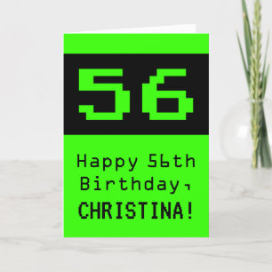 56th Birthday: Nerdy / Geeky Style "56" and Name Card