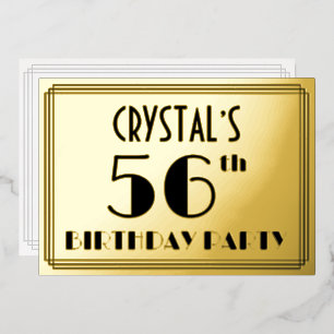 56th Birthday Party — Art Deco Look “56” + Name