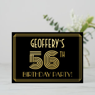 56th Birthday Party — Art Deco Style “56” + Name