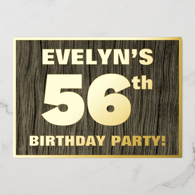 56th Birthday Party: Bold, Faux Wood Grain Pattern (Front)