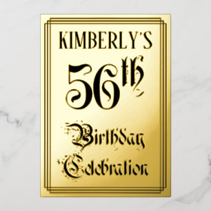 56th Birthday Party — Elegant Script + Custom Name