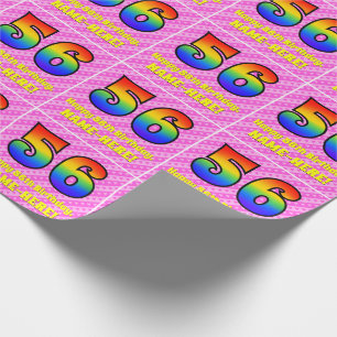 56th Birthday: Pink Stripes & Hearts, Rainbow # 56 Wrapping Paper