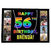 56th Birthday: Rainbow Text, Custom Photos & Name
