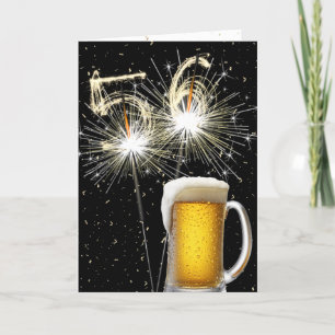 56th Birthday Sparklers With Beer Mug Card