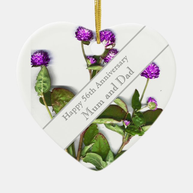 56th Wedding Anniversary Globe Amaranth   Ceramic Ornament (Front)