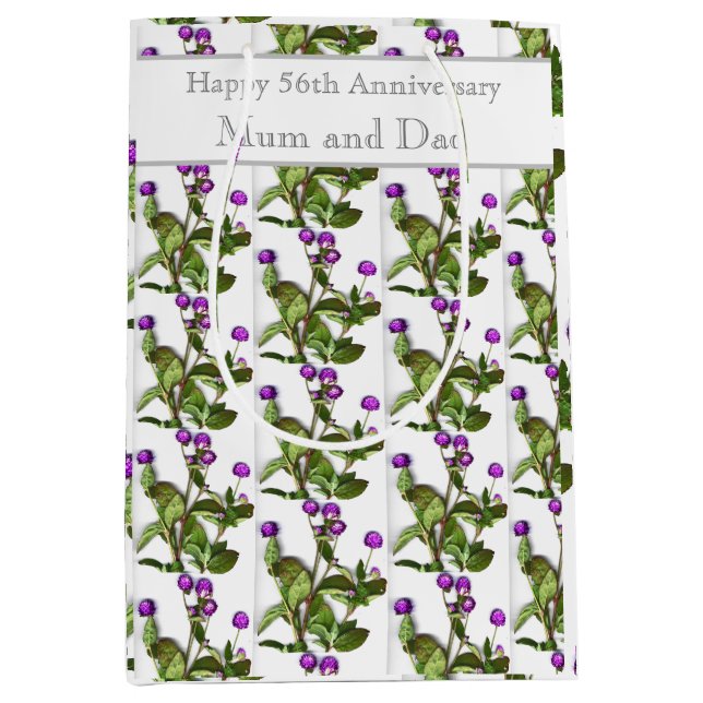 56th Wedding Anniversary Globe Amaranth  Medium Gift Bag (Front)