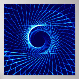 578627 BLUE SPIRAL SWIRL DIGITAL ART BACKGROUND PA POSTER