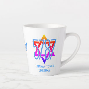 5787 Jewish New Year Monogram Rosh Hashanah Latte Mug