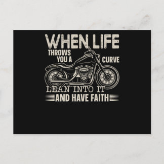 57.Biker When Life Throws You A Curve Lean Into It Announcement Postcard