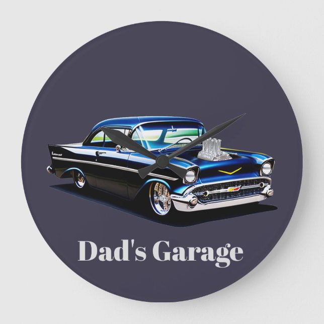 57 Blown Classic Car Muscle Street Rod Large Clock (Front)