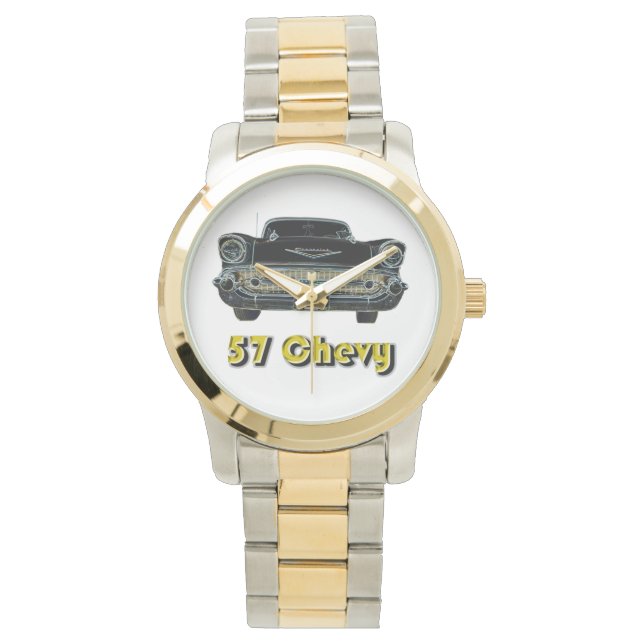 57 Chevy Two-Tone with Gold and Silver Tone Watch (Front)