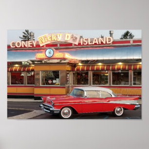 '57 Chevy with a 50's Style Coney Island Poster