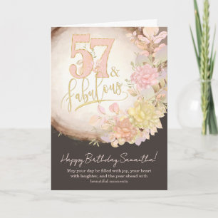 57 & Fabulous Floral Photo Personalized Birthday Card